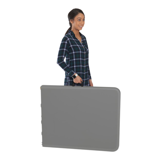 SKILCRAFT® 7110-01-702-5670: Charcoal Six-Foot Bi-Fold Folding Table 250 LB